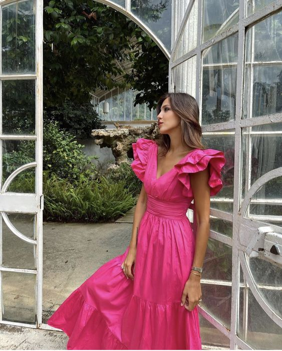 A Line Long Prom Dress V Neck Evening Dress J5420