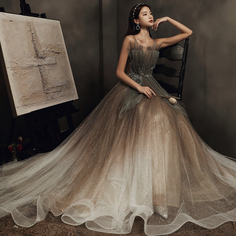 Gradient Tulle Prom Dress Sparkly Long Evening Dress Birthday Party Dress 79 - JulyProm