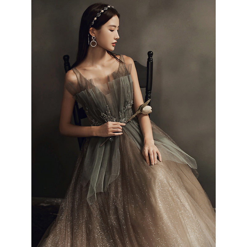 Gradient Tulle Prom Dress Sparkly Long Evening Dress Birthday Party Dress 79 - JulyProm
