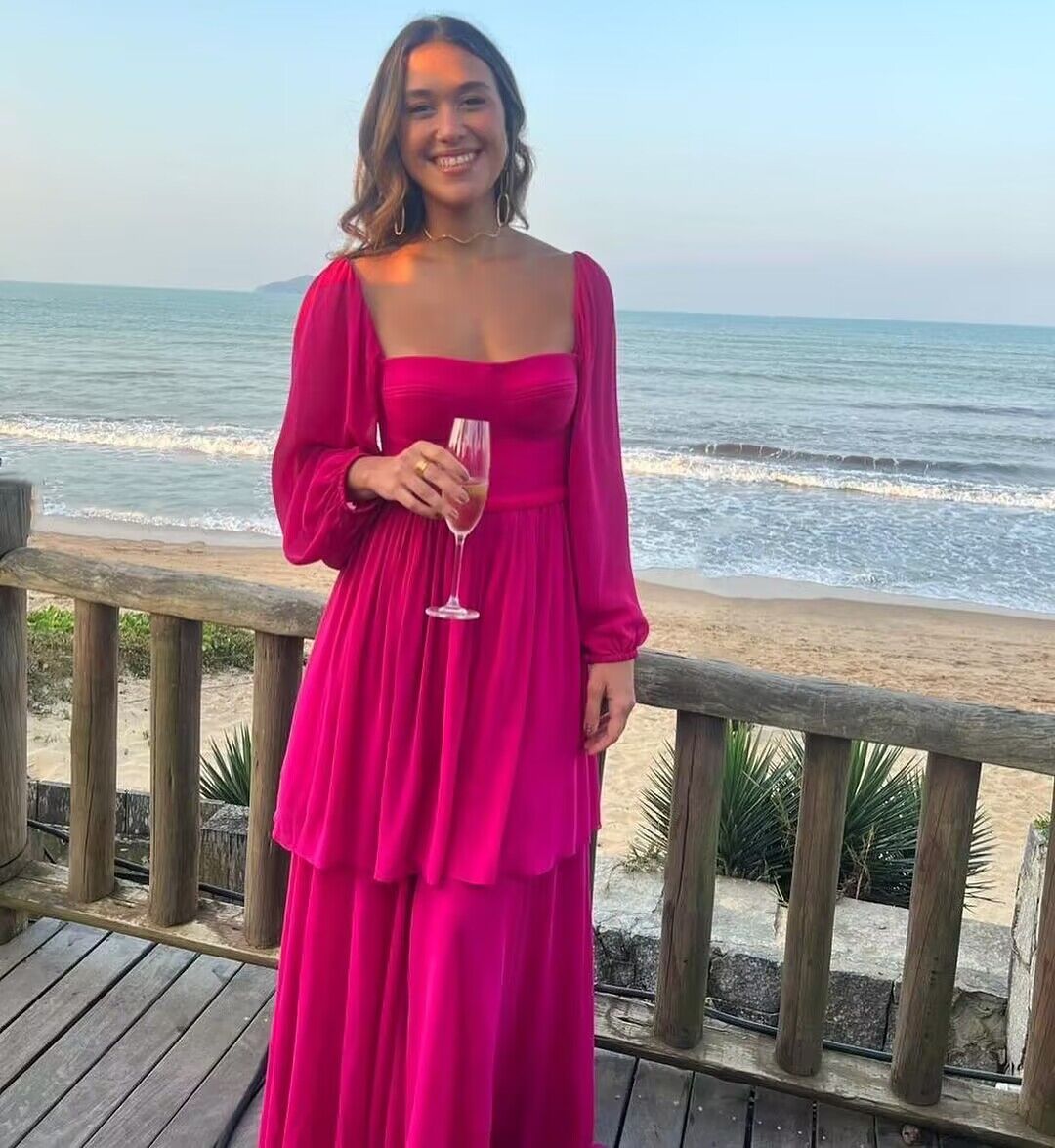 Rose Red A Line Long Prom Dress Formal Party Dress J2866