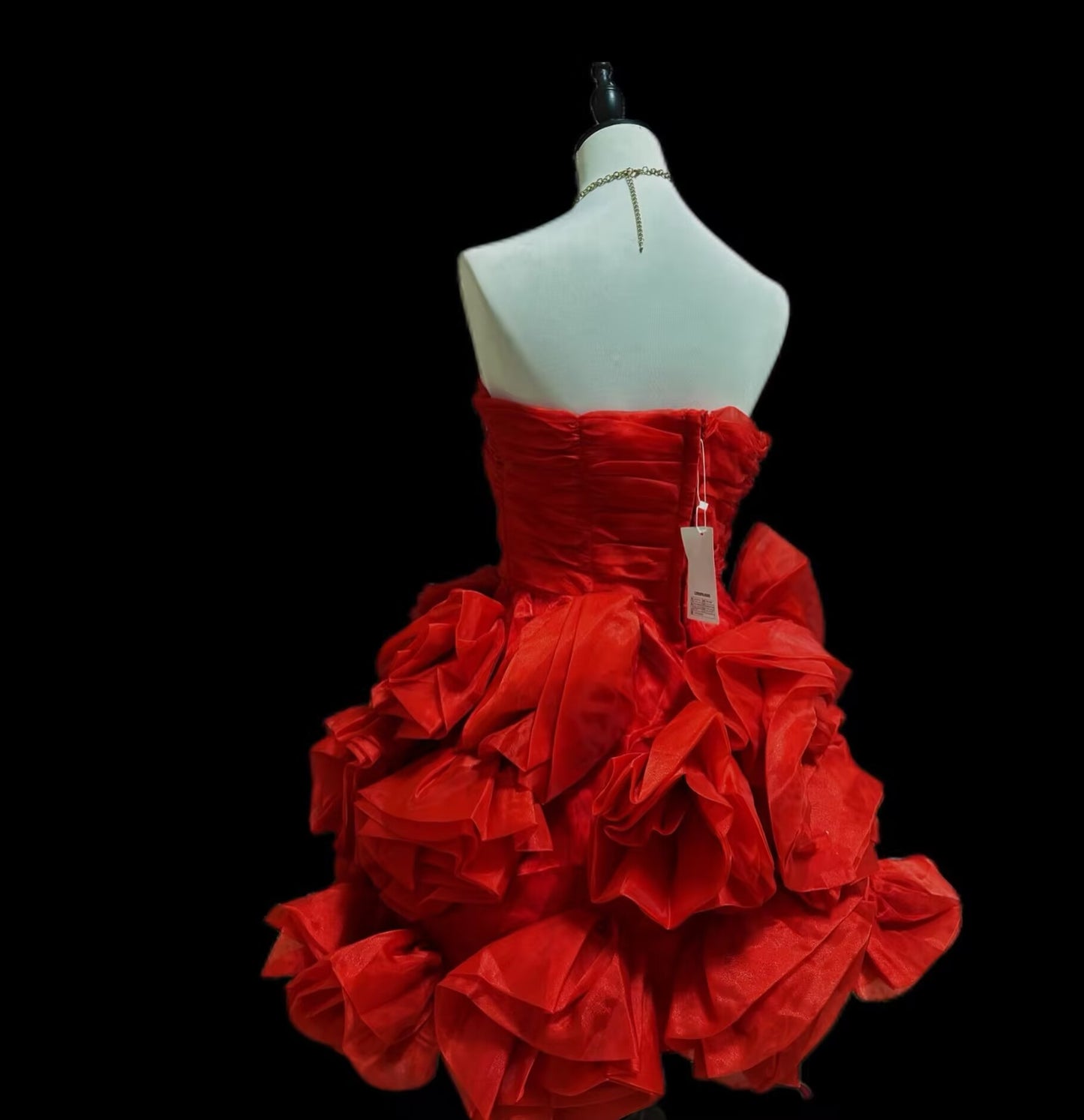 Strapless A Line Red Homecoming Dress Beaded Short Prom Dress J6824