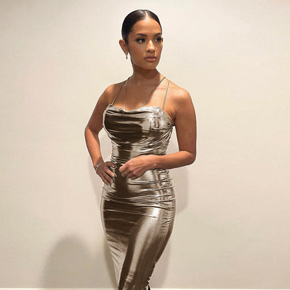 Sexy Slim-fit Hip-hugging Dress with Spaghetti Straps 1985