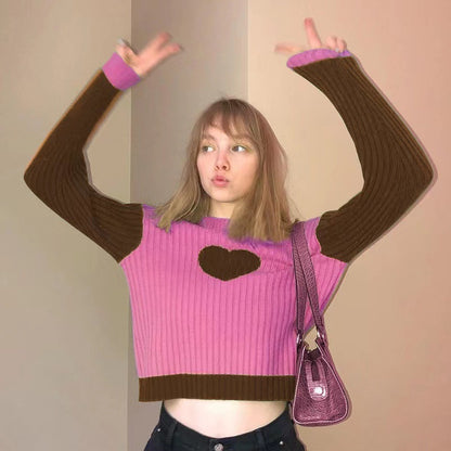 Women Autumn and Winter Round Neck Long Sleeves Knitted Sweater 1639
