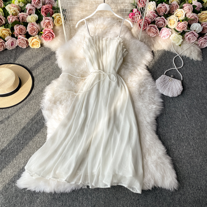 Retro Fairy Spaghetti Strap Dress Summer tulle Skirt 856