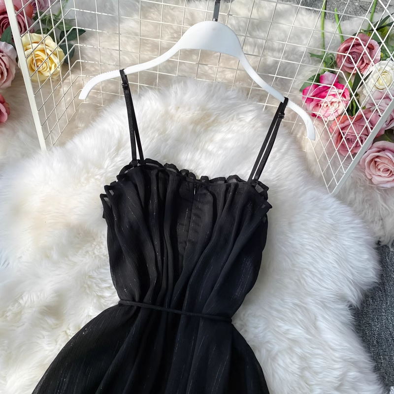 Retro Fairy Spaghetti Strap Dress Summer tulle Skirt 856