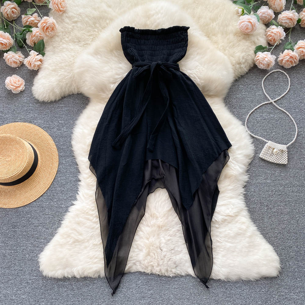 Fairy Tube Top Dress Summer Irregular Short Skirt 1187