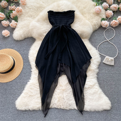 Fairy Tube Top Dress Summer Irregular Short Skirt 1187