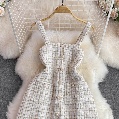 Retro Elegant Sleeveless Plaid A Line Dress for Girl 1502