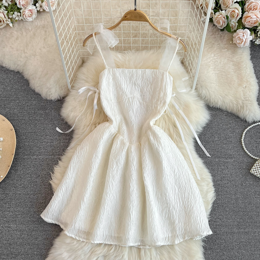 Summer Bowknot Sling A Line Short  Dress 1511