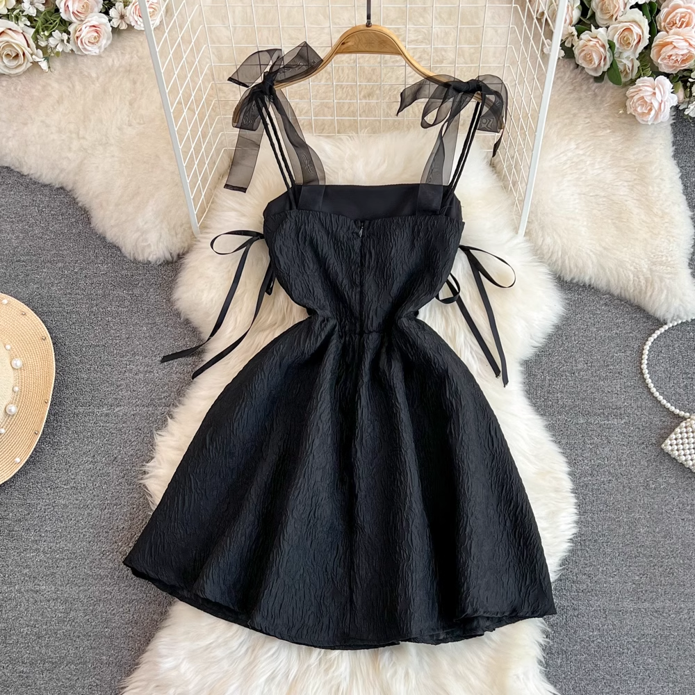 Summer Bowknot Sling A Line Short  Dress 1511