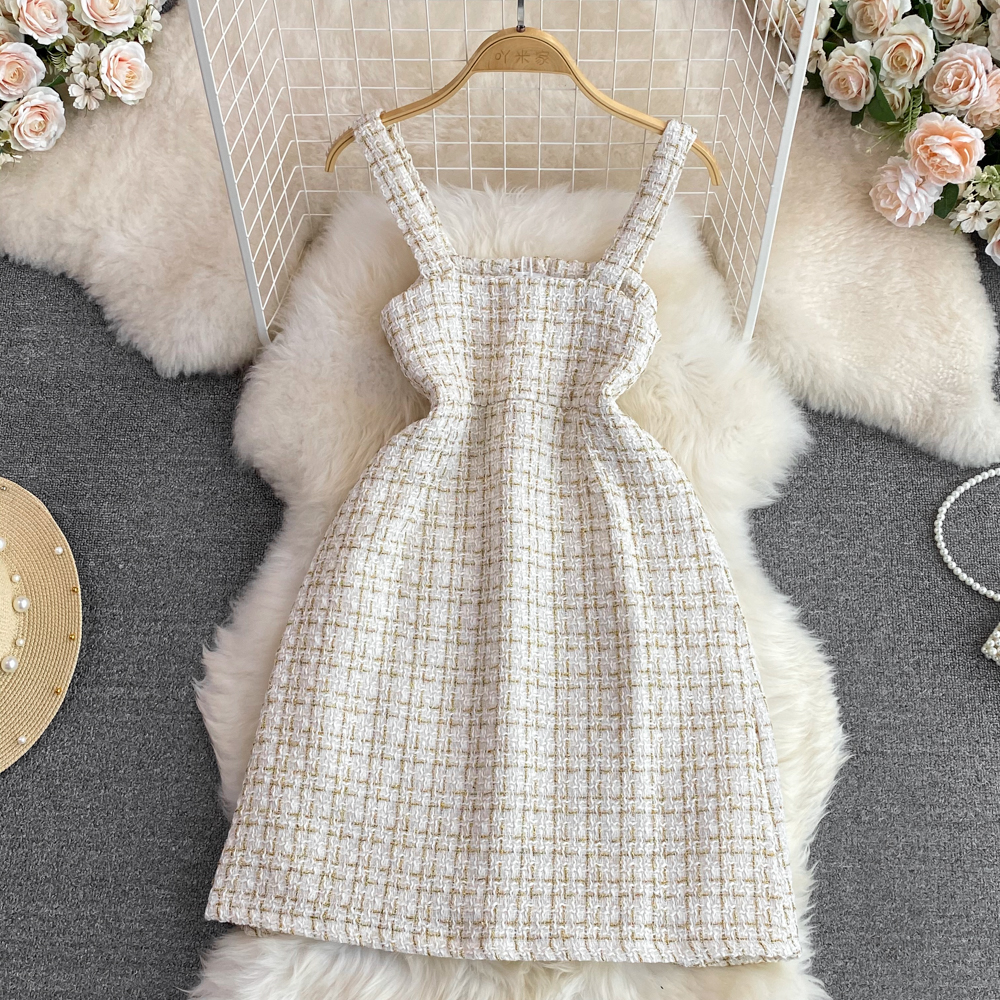 Retro Elegant Sleeveless Plaid A Line Dress for Girl 1502