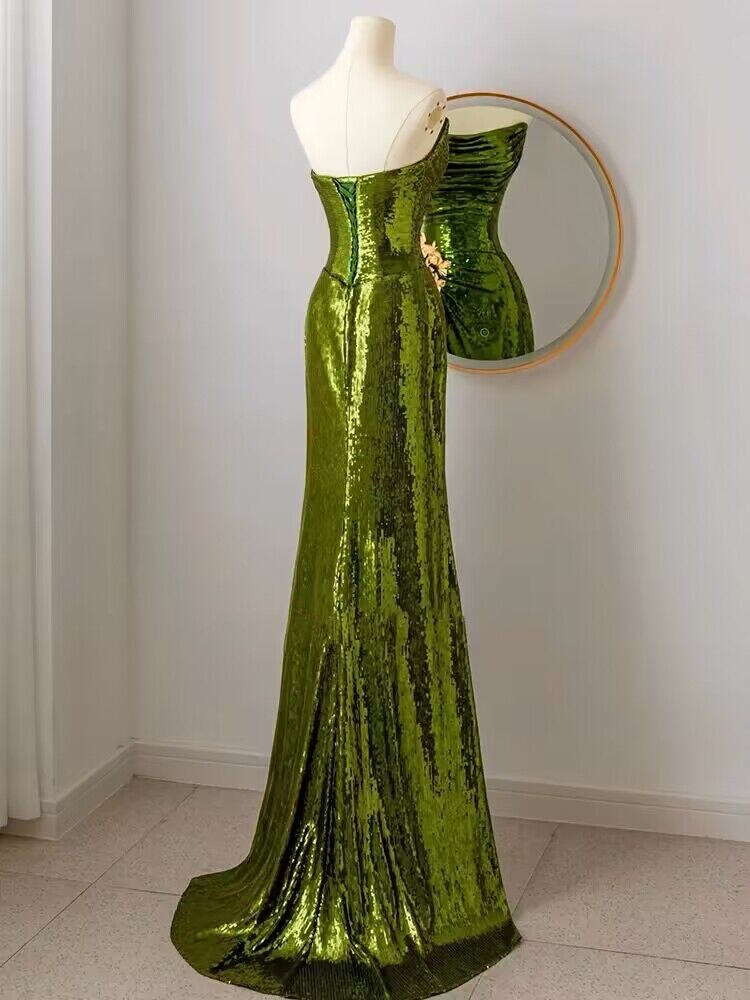 Strapless Green A Line Long Prom Dress J2948