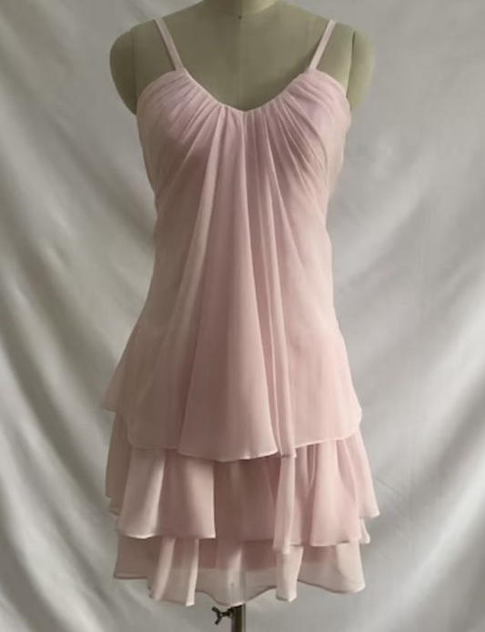 Pink A Line Chiffon Birthday Dress Tiered Short Homecoming Dress J7487