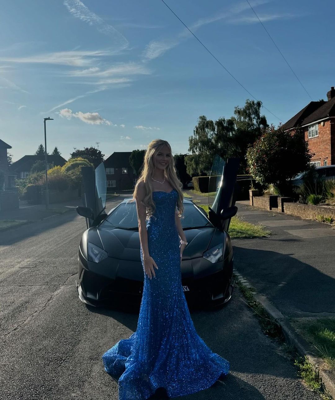Royal Blue Sequin Long Prom Dress Mermaid Evening Party Dress J3598