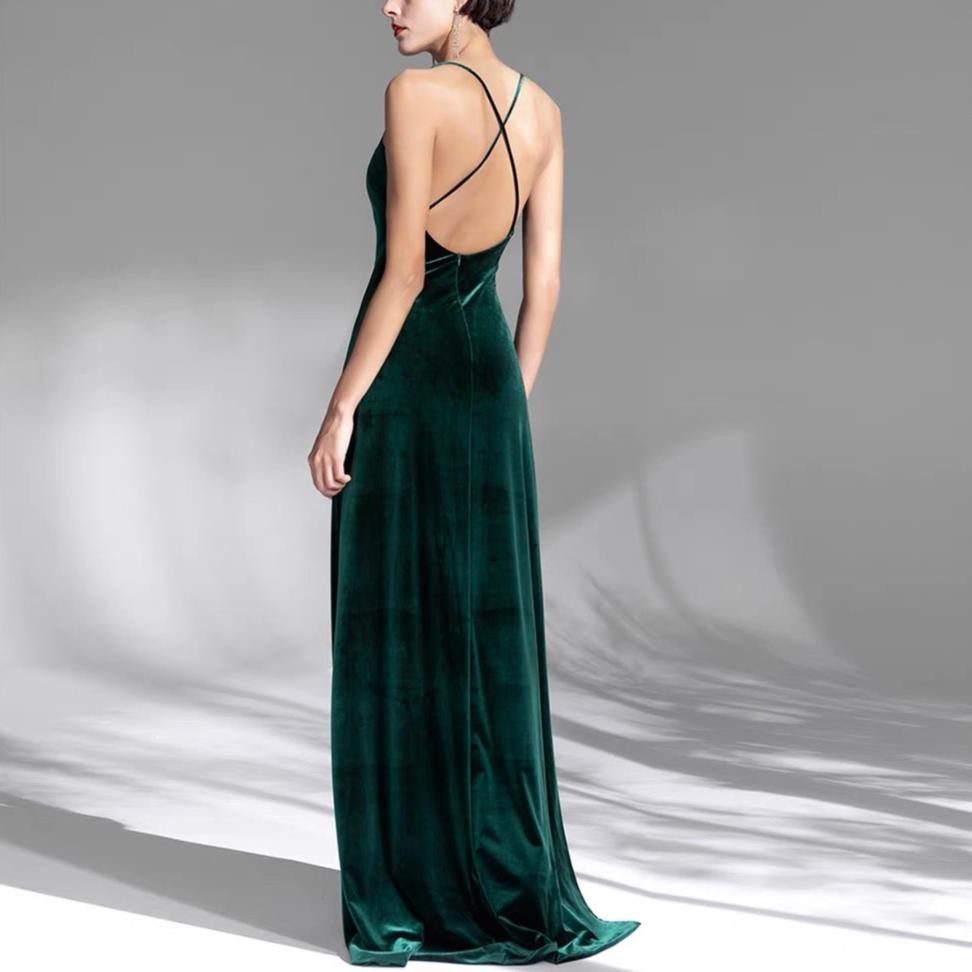Spaghetti Straps Green A Line Long Prom Dress Birthday Gown J3628