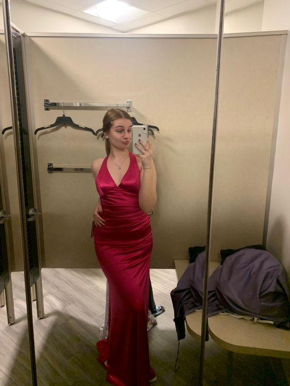 Mermaid V Neck Long Prom Dress Evening Party Dress J4188